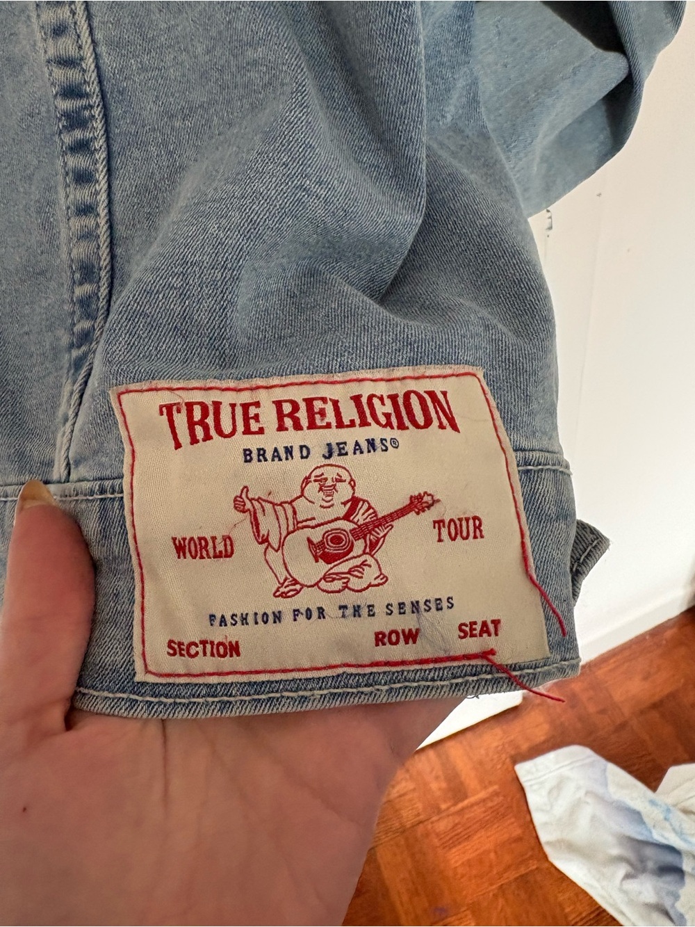 True Religion Washed Light Blue Denim Trucker Jacket - Picture 7 of 7